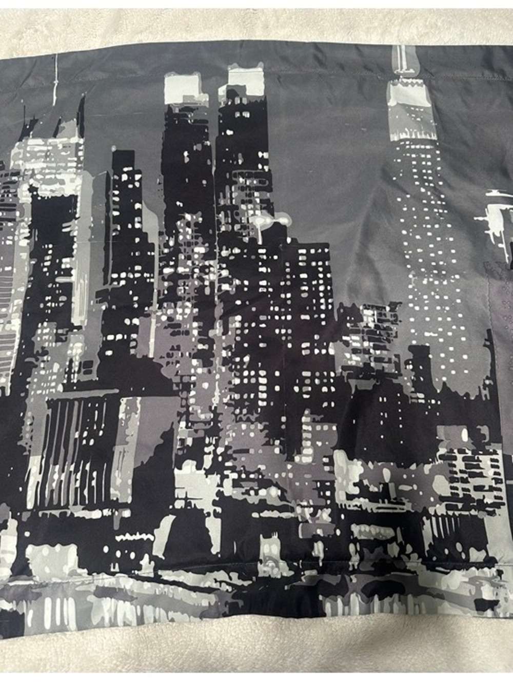 Black Gray NYC Skyline Cityscape King Size Pillow Case